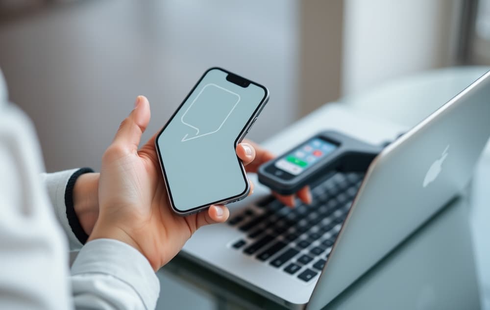 Person som bruker Apple Pay på iPhone for innskudd på en bookmaker