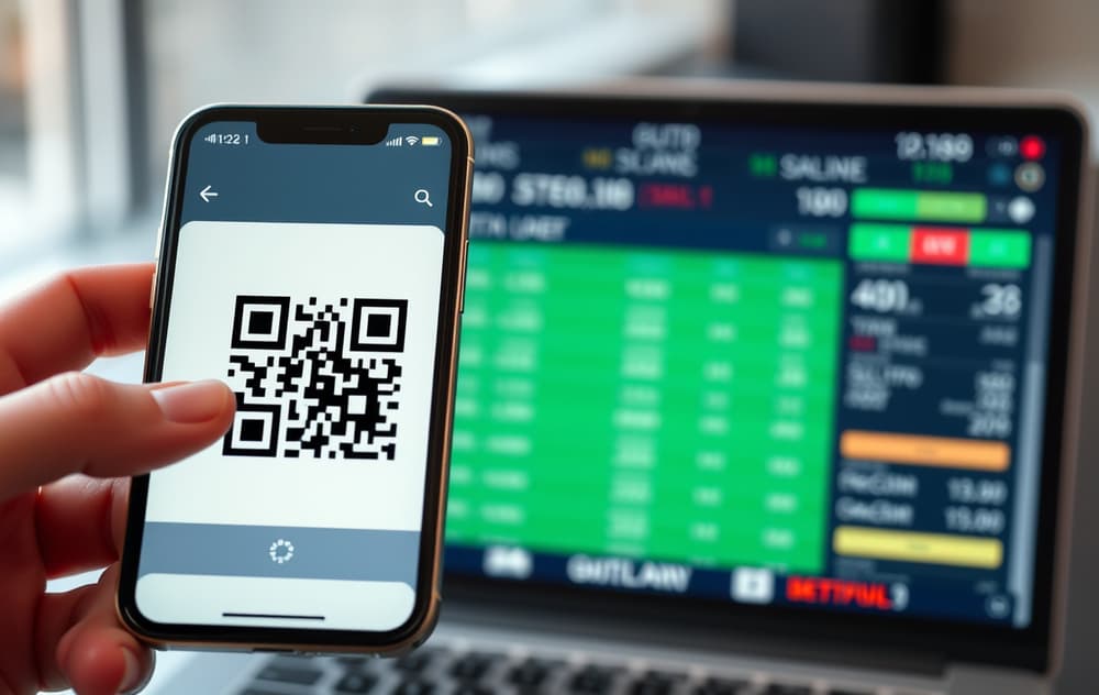 Person som skanner Bitcoin QR-kode på mobilen for innskudd på en bettingside.